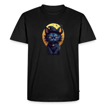 Spooky Cat and Pumpkin Head: A Scary and Funny - Men's Premium Organic T-Shirt - black - Front - Nico (187cm)