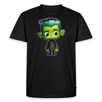 Cute green monster - Men's Premium Organic T-Shirt - black - Front - Nico (187cm)