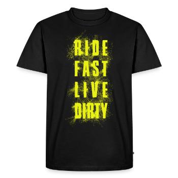 RIDE FAST LIVE DIRTY – MOUNTAIN BIKE - MOTOCROSS - Men's Premium Organic T-Shirt - black - Front - Nico (187cm)