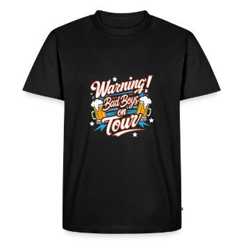 Hommes en tournée Garçons en tournée Texte drôle - T-shirt Premium bio Homme - noir - Devant - Nico (187cm)