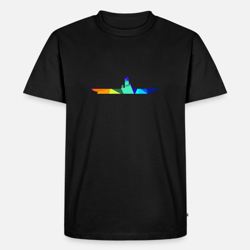 Flugzeugträger Regenbogen Polygon Schiffe - Männer Premium Bio T-Shirt - Schwarz