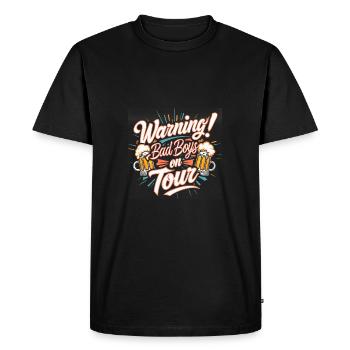 Hommes en tournée Garçons en tournée Texte drôle - T-shirt Premium bio Homme - noir - Devant - Nico (187cm)