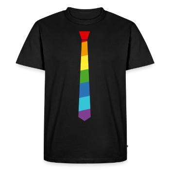Regenbogen Krawatte - Fahne - Flagge - Gay Pride - Männer Premium Bio T-Shirt - Schwarz - Vorne - Nico (187cm)