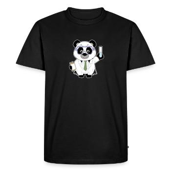 Panda comic scientist chimie biologie - T-shirt Premium bio Homme - noir - Devant - Nico (187cm)