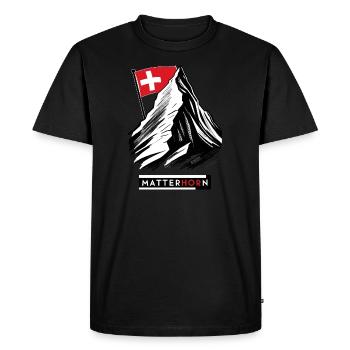 Matterhorn and Swiss flag – Alpen-Design - Men's Premium Organic T-Shirt - black - Front - Nico (187cm)