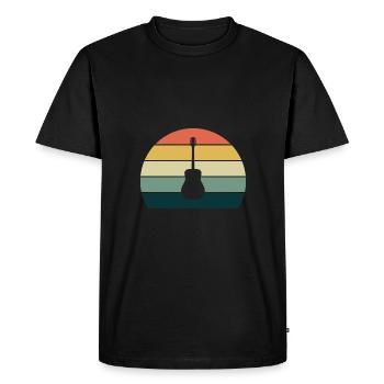 Guitar Sunset Retro Guitar Player Vintage - Men's Premium Organic T-Shirt - black - Front - Nico (187cm)