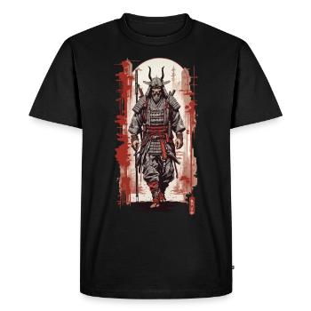 Samurai Warrior Vintage Japon Couleur Woodblock Style - T-shirt Premium bio Homme - noir - Devant - Nico (187cm)