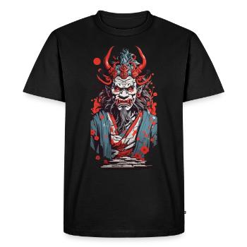 Oni Demon in Ukiyo-E Japan Art Style - Men's Premium Organic T-Shirt - black - Front - Nico (187cm)