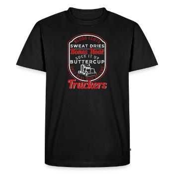 Only Real Men Become Truckers - Men's Premium Organic T-Shirt - black - Front - Nico (187cm)