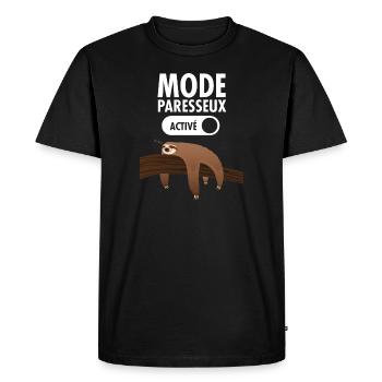 Mode Paresseux Activé - T-shirt Premium bio Homme - noir - Devant - Nico (187cm)