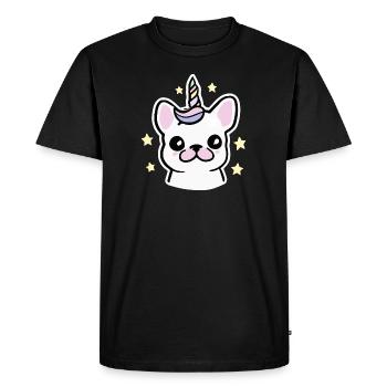 French Bulldog Unicorn Dog Frenchie - Men's Premium Organic T-Shirt - black - Front - Nico (187cm)