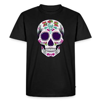 Sugar Skull on Day of the Dead - Men's Premium Organic T-Shirt - black - Front - Nico (187cm)