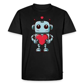 Robots with a heart - Men's Premium Organic T-Shirt - black - Front - Nico (187cm)
