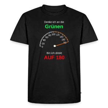 Die Grünen Auf 180 Tempolimit - Männer Premium Bio T-Shirt - Schwarz - Vorne - Nico (187cm)