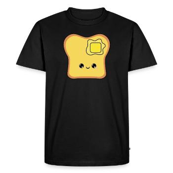 cute smiling beurre toast, beurre sucré toast - T-shirt Premium bio Homme - noir - Devant - Nico (187cm)