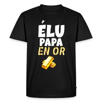 Mon Papa Vaut De L'Or Elu Papa En Or - T-shirt Premium bio Homme - noir - Devant - Nico (187cm)
