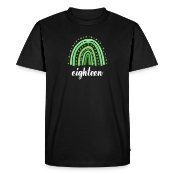 Green Rainbow Eighteen Years 18th Birthday - Men's Premium Organic T-Shirt - black - Front - Nico (187cm)