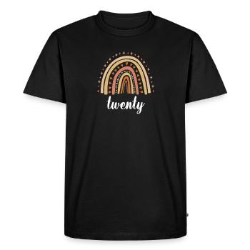 Orange Rainbow Twenty Years 20th Birthday - Men's Premium Organic T-Shirt - black - Front - Nico (187cm)