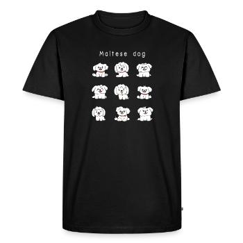 Amour pour un bichon maltais – 9 dessins mignons d’un chien - T-shirt Premium bio Homme - noir - Devant - Nico (187cm)