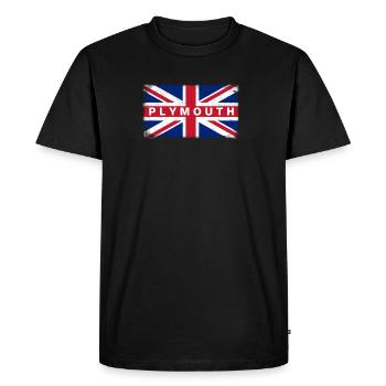 Plymouth shirt Drapeau vintage Royaume-Uni T-shirt - T-shirt Premium bio Homme - noir - Devant - Nico (187cm)