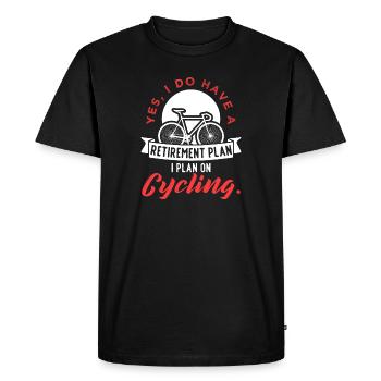 Retirement Plan Cycling - Men's Premium Organic T-Shirt - black - Front - Nico (187cm)