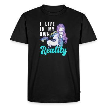 Mermaids Unicorns I Live In My Own Reality - T-shirt Premium bio Homme - noir - Devant - Nico (187cm)