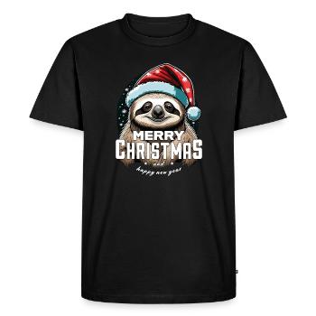 Paresseux de Noël - T-shirt Premium bio Homme - noir - Devant - Nico (187cm)