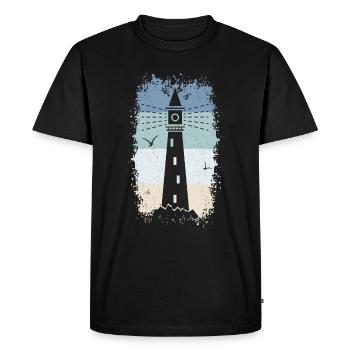 Phare Retro mer nord Baltique côte vacances S - T-shirt Premium bio Homme - noir - Devant - Nico (187cm)