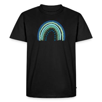 Blue Green rainbow with dots - Men's Premium Organic T-Shirt - black - Front - Nico (187cm)