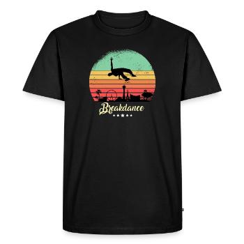 Breakdance Dancing Vintage Retro Sunset - Men's Premium Organic T-Shirt - black - Front - Nico (187cm)