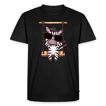 Zèbre Kawaii mignon, balançoire, mignon - T-shirt Premium bio Homme - noir - Devant - Nico (187cm)