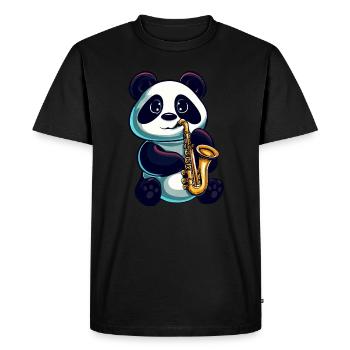 Panda Saxophones Classical Music Jazz - Men's Premium Organic T-Shirt - black - Front - Nico (187cm)