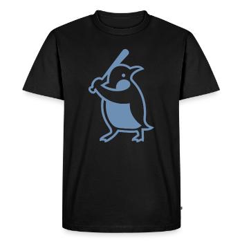 Silhouette de joueur de baseball pingouin - T-shirt Premium bio Homme - noir - Devant - Nico (187cm)