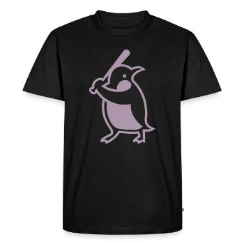 Silhouette de joueur de baseball pingouin - T-shirt Premium bio Homme - noir - Devant - Nico (187cm)
