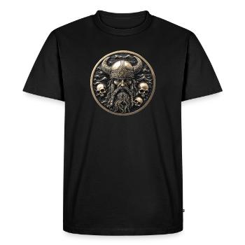 Wotan Odin Allfather Viking Germanique Coin Edda - T-shirt Premium bio Homme - noir - Devant - Nico (187cm)