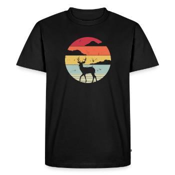 Deer Retro - Men's Premium Organic T-Shirt - black - Front - Nico (187cm)