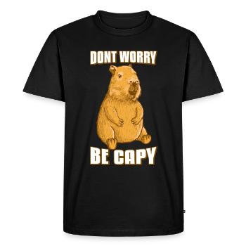 Capybara Dont worry be capy - Men's Premium Organic T-Shirt - black - Front - Nico (187cm)