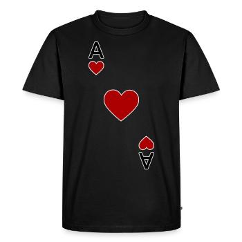 Playing card ace of hearts - Men's Premium Organic T-Shirt - black - Front - Nico (187cm)