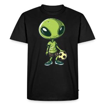 Football-playing alien - Men's Premium Organic T-Shirt - black - Front - Nico (187cm)
