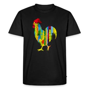 Un coq coloré - T-shirt Premium bio Homme - noir - Devant - Nico (187cm)