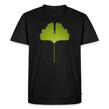 feuille de ginkgo vert juteux avec des lignes lumineuses - T-shirt Premium bio Homme - noir - Devant - Nico (187cm)