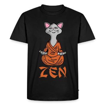 Chat zen et yoga - T-shirt Premium bio Homme - noir - Devant - Nico (187cm)