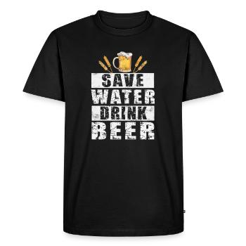 Bière - T-shirt Premium bio Homme - noir - Devant - Nico (187cm)