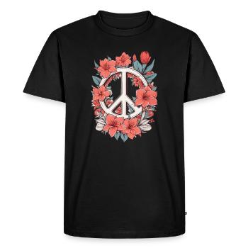 Peace sign with flowers - Men's Premium Organic T-Shirt - black - Front - Nico (187cm)