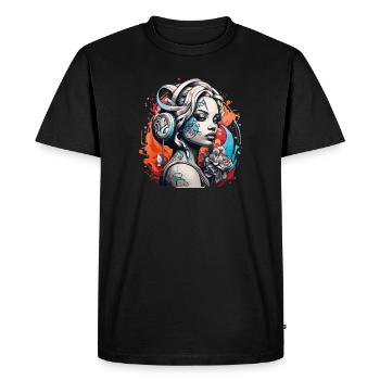 Tattoo Girl - define your own rhythm - Men's Premium Organic T-Shirt - black - Front - Nico (187cm)