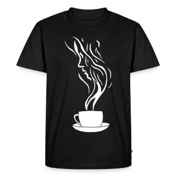 Un visage et une tasse de café - T-shirt Premium bio Homme - noir - Devant - Nico (187cm)