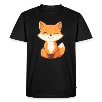 Renard mignon et heureux dans le style dessin animé - T-shirt Premium bio Homme - noir - Devant - Nico (187cm)