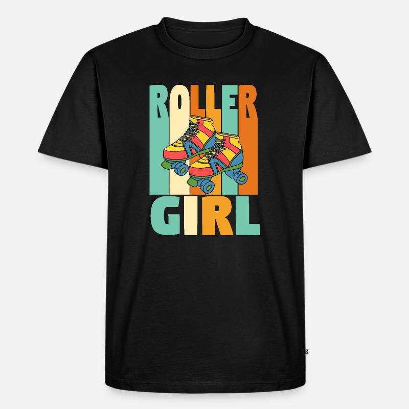 Retro Roller Mädchen - Männer Premium Bio T-Shirt - Schwarz