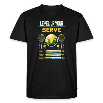 Enfants Tennis Level Up Your Serve Hoodie T-Shirt - T-shirt Premium bio Homme - noir - Devant - Nico (187cm)