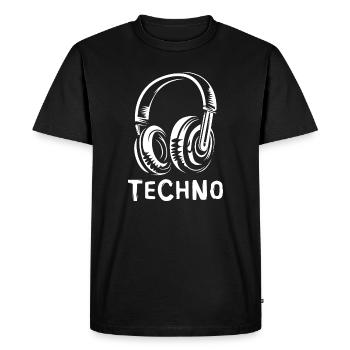 Casque techno - Fans de musique Electro et Beats - T-shirt Premium bio Homme - noir - Devant - Nico (187cm)